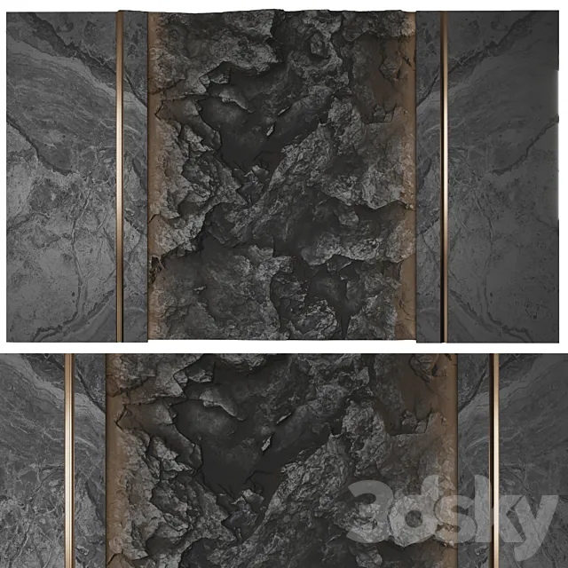 Wall panel with a black rock 3D Model