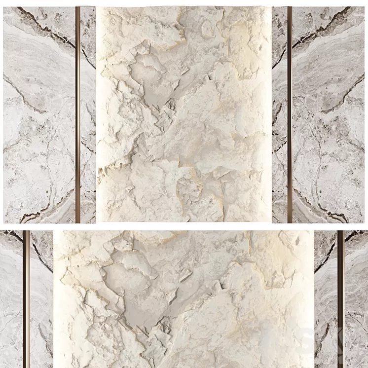 Wall panel with a white rock 3D Model
