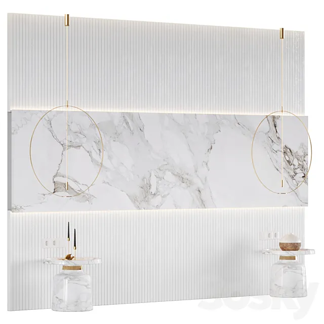 Wall panel with bedside tables 3D Model