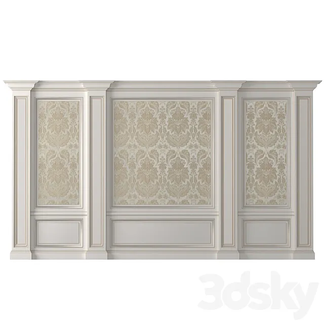 Wall paneling classic wallpaper 3D Model