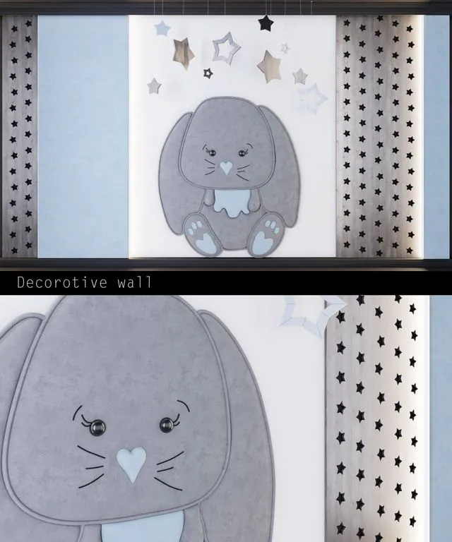 Wall panels for children _ bunny (2) 3D Model