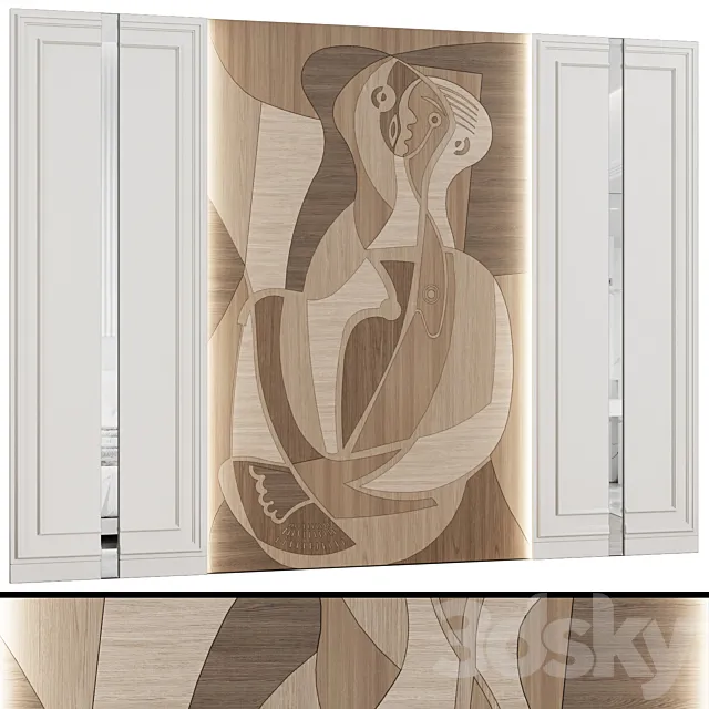 Wall panels "Marquetry" in the neoclassical style 3D Model