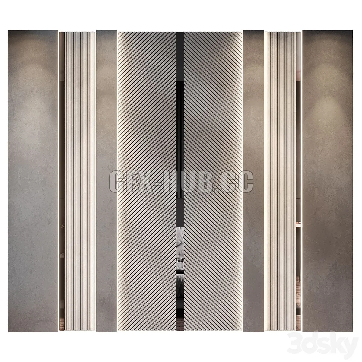 Wall Panels Set 196 3D Model