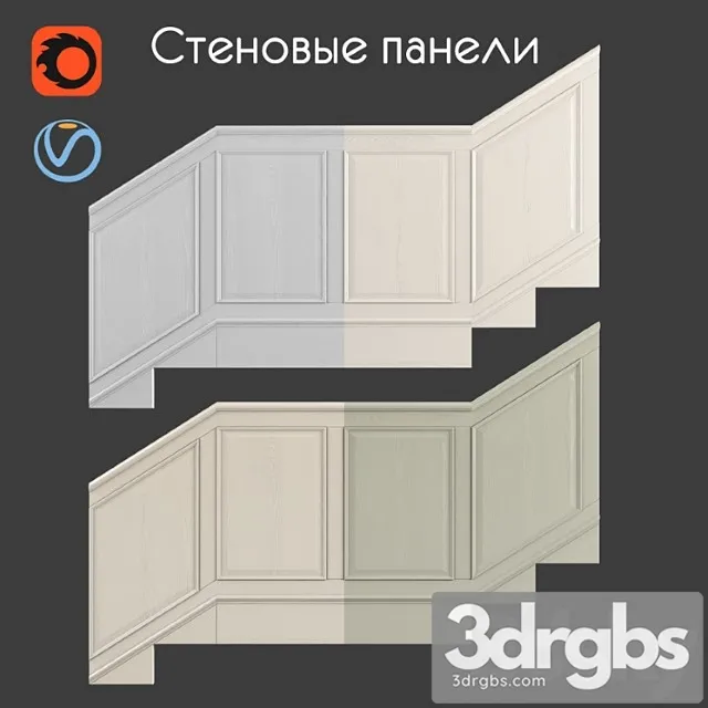 Wall panels set 2 3D Model Free