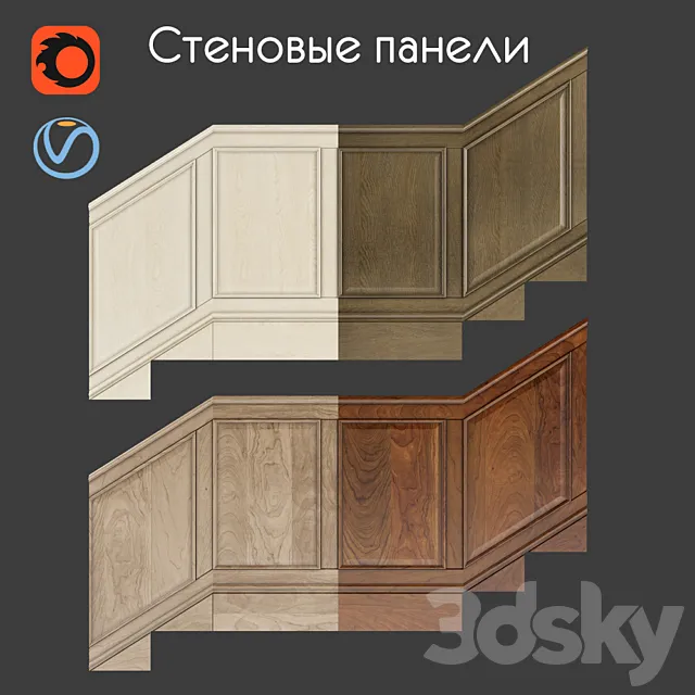 Wall panels set 4 3DModel