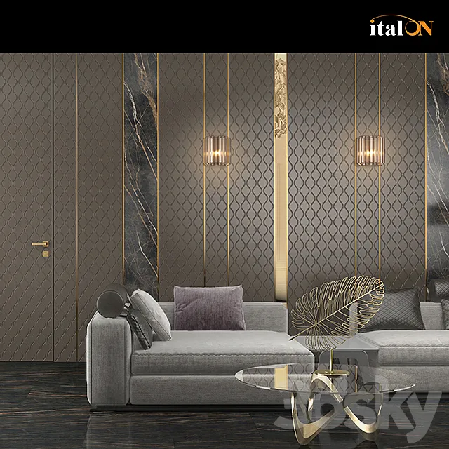 Wall panels. “Wave” decor (small). 3D Model