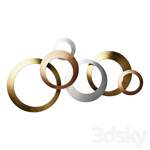 Wall Picture Wall Decor With Multiple Metal Rings Wall Decor 3D Model
