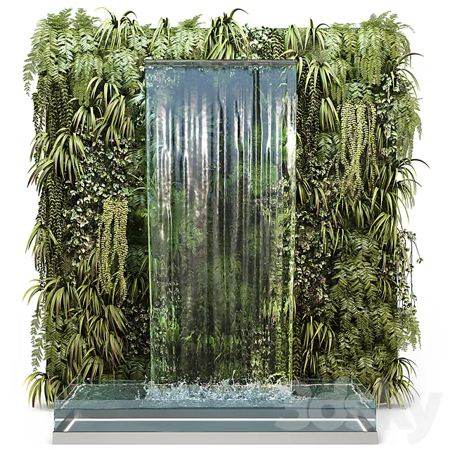 Wall plants with waterfall 3DModel