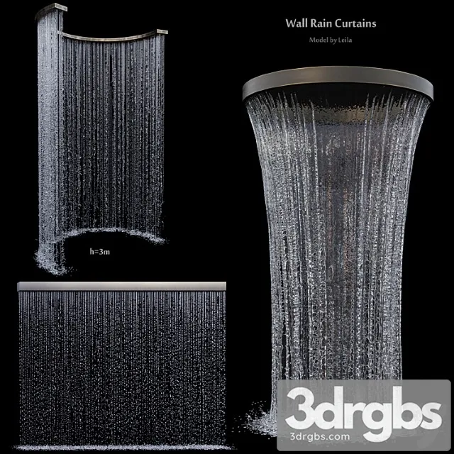 Wall rain curtain waterfall 3D Model Free
