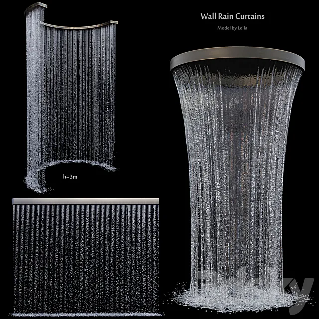 Wall rain curtain waterfall 3DModel