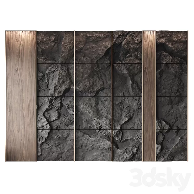 Wall rock panel №2 3D Model Free