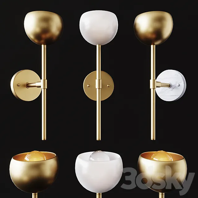 Wall Sconce  Brass & Marble Flower Sconce • "Tulip" 3DModel