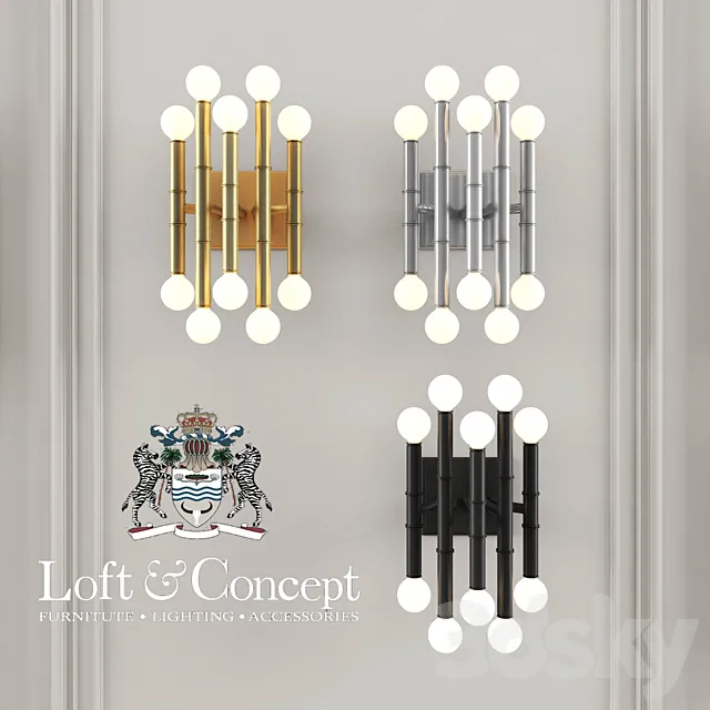 WALL SCONCE JONATHAN ADLER DESIGNED BY JONATHAN ADLER WALL SCONCE LIGHTING MEURICE FIVE-ARM 3DModel