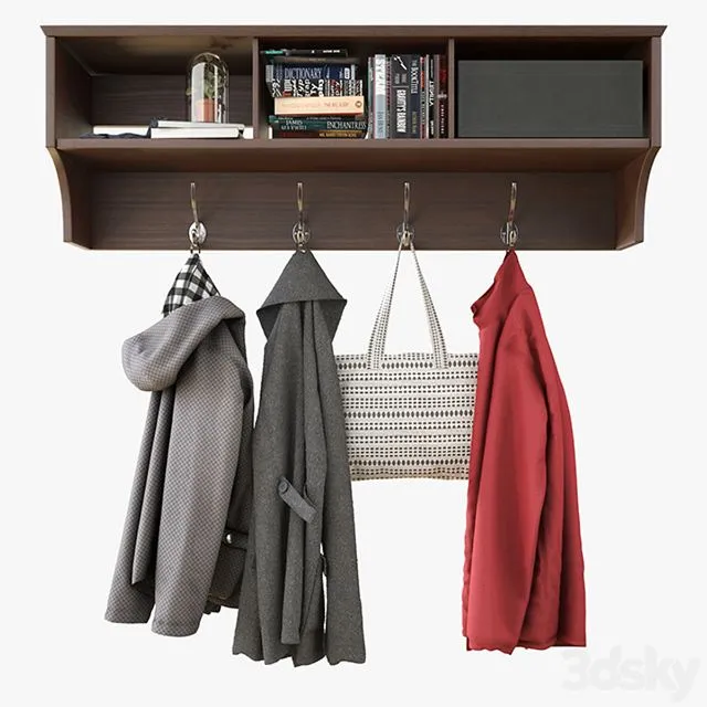 Wall Shelf With Clothes 3D Model