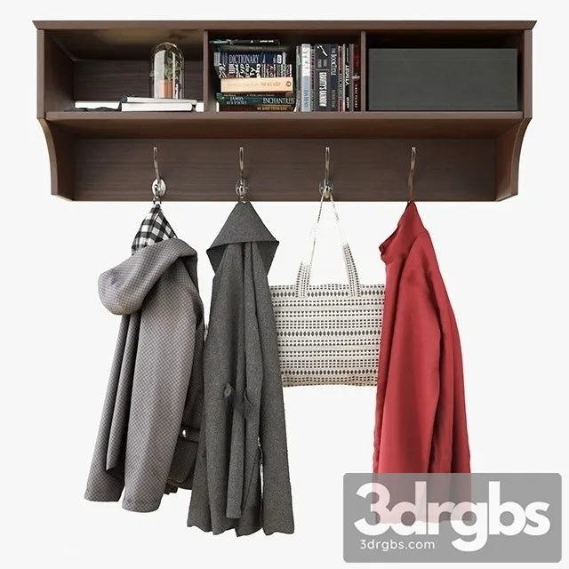 Wall Shelf With Hooks 3D Model Free