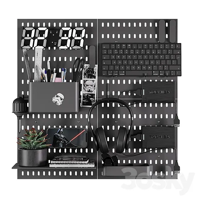 Wall stationery organizer 3 3D Model
