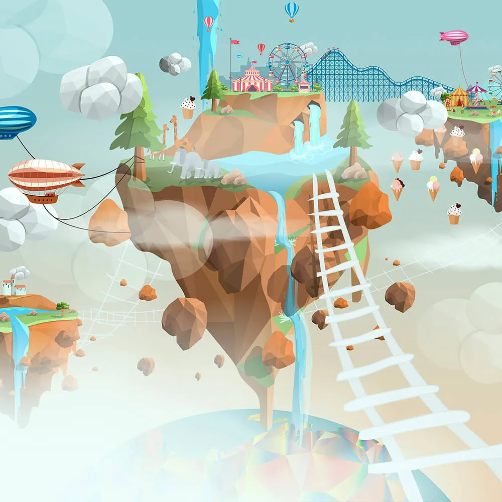 Wall Street - Wallpaper Flying Hill 3D Model