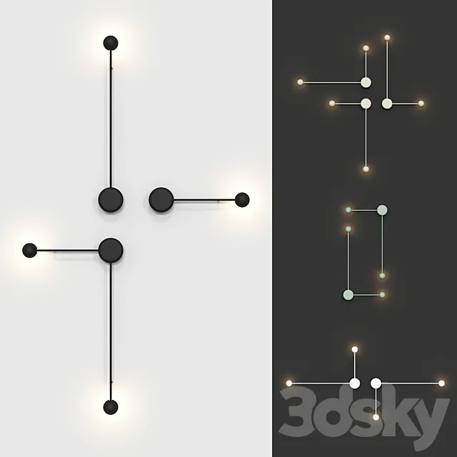 Wall Vibia Pin lamps (4 colors 4 options of placement). Free Download