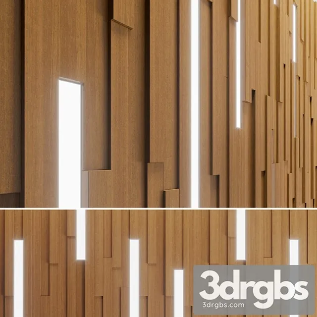 Wall Wooden Stripes 3D Model Free