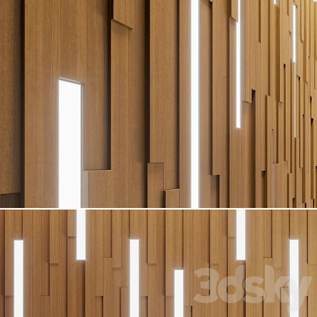 Wall Wooden Stripes 3D Model