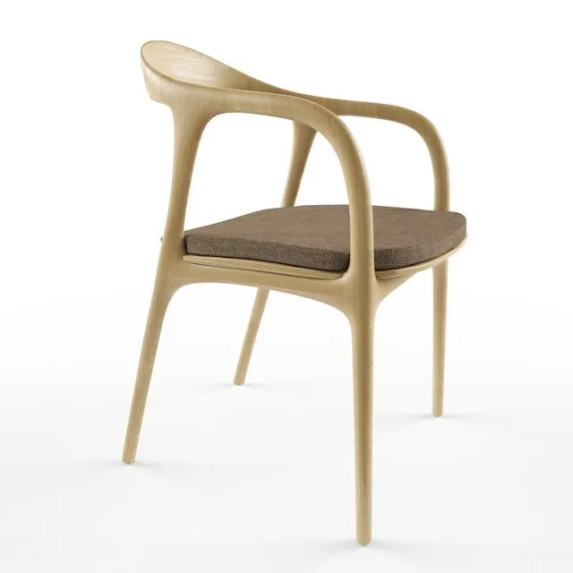Walnoot Eetkamerstoel Muret Boucle Zitting 3D Model