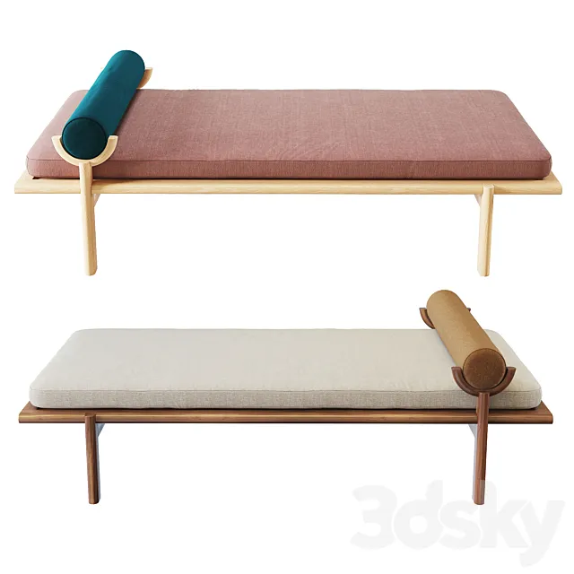 Walnut crescent lounge 3DModel