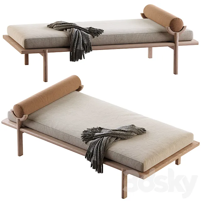 Walnut Crescent Lounge by Vonnegut Kraft 3D Model