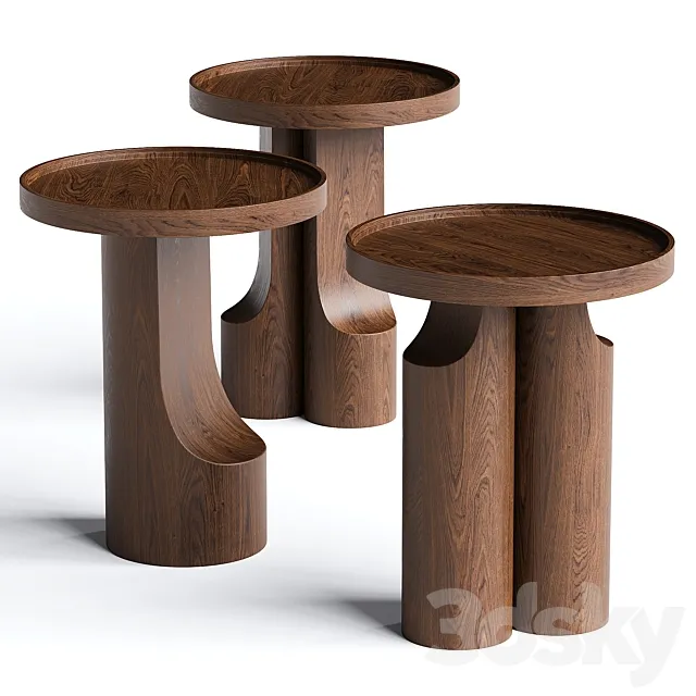 Walnut sofa table 3D Model