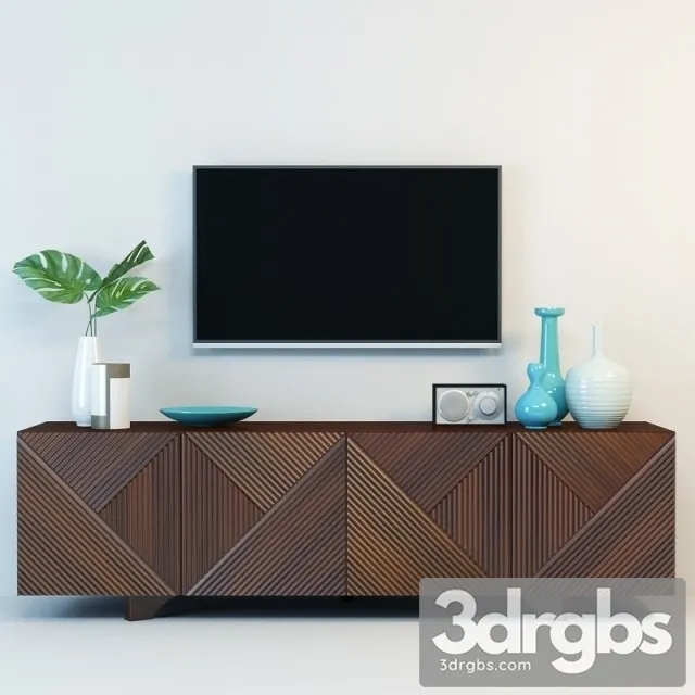 Walnut TV Cabinet 3D Model Free