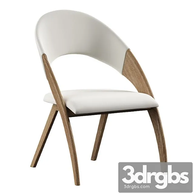 Walnut wood and cream leatherette dining chair