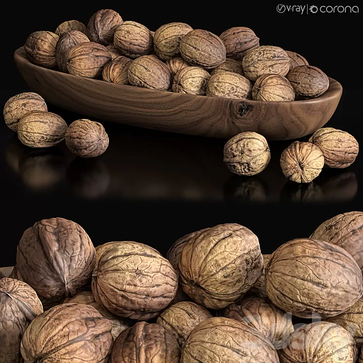Walnut_set 3D Model Free