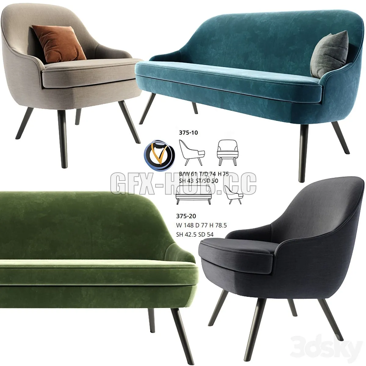 Walter Knoll Armchair And Sofa With Pillow Free Download