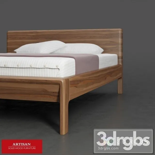 Wanut Wooden Bed 3D Model Free