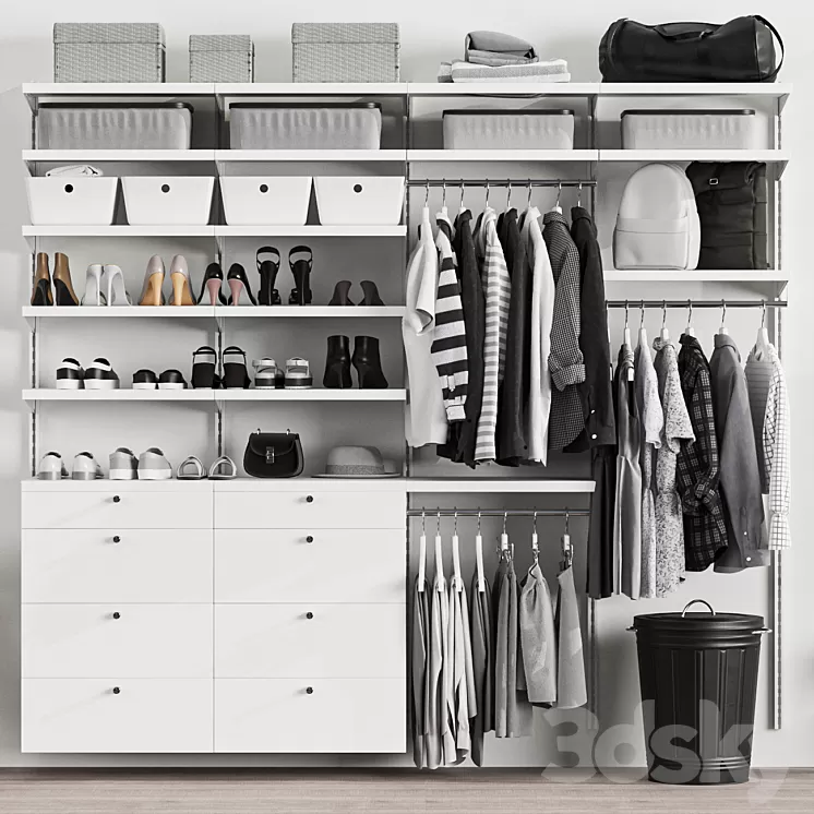 Wardrobe 14 clothes black and white 3D Model Free