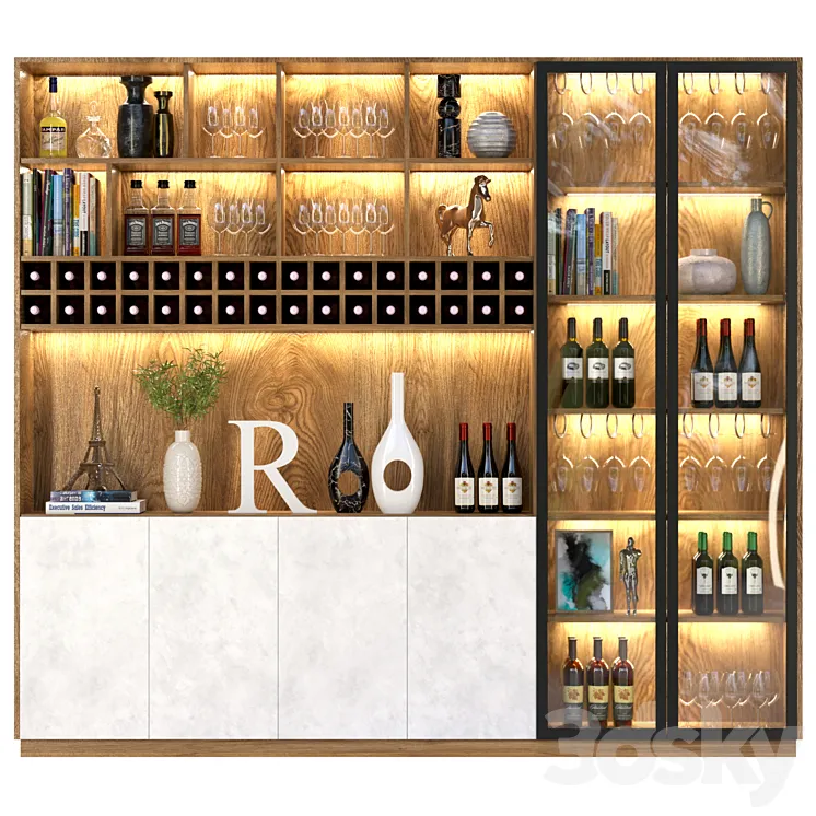 Wardrobe - bar with alcohol. Wine Free Download