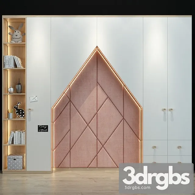 Wardrobe Cabinet with headboard 188 3D Model Free