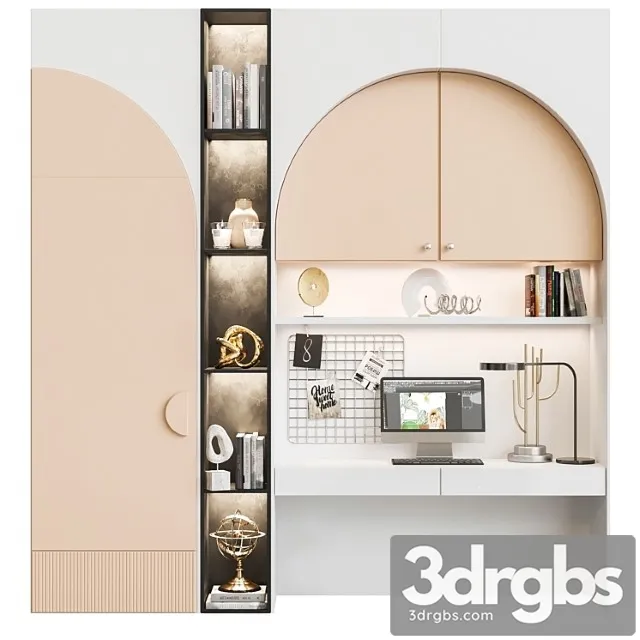 Wardrobe Children's wardrobe with decor and workplace 3D Model Free