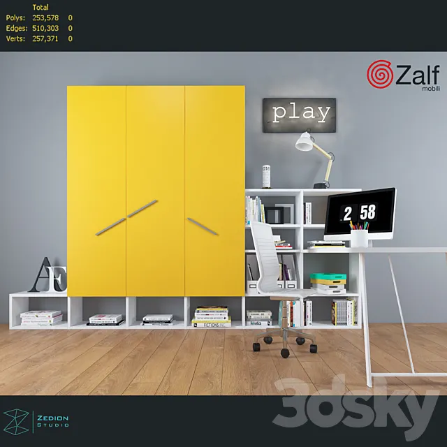 Wardrobe for kids' bedrooms 3D Model