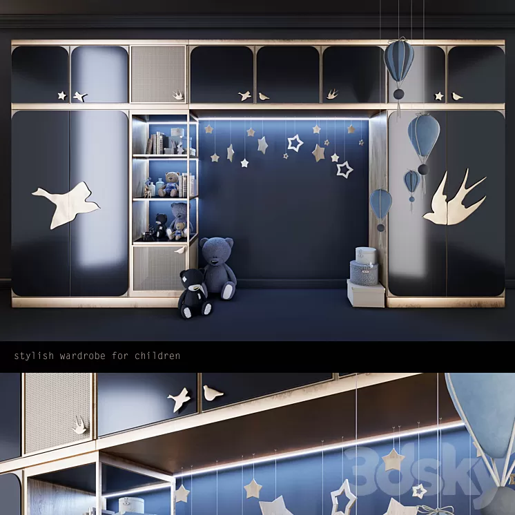 Wardrobe for kids room (2) 3D Model
