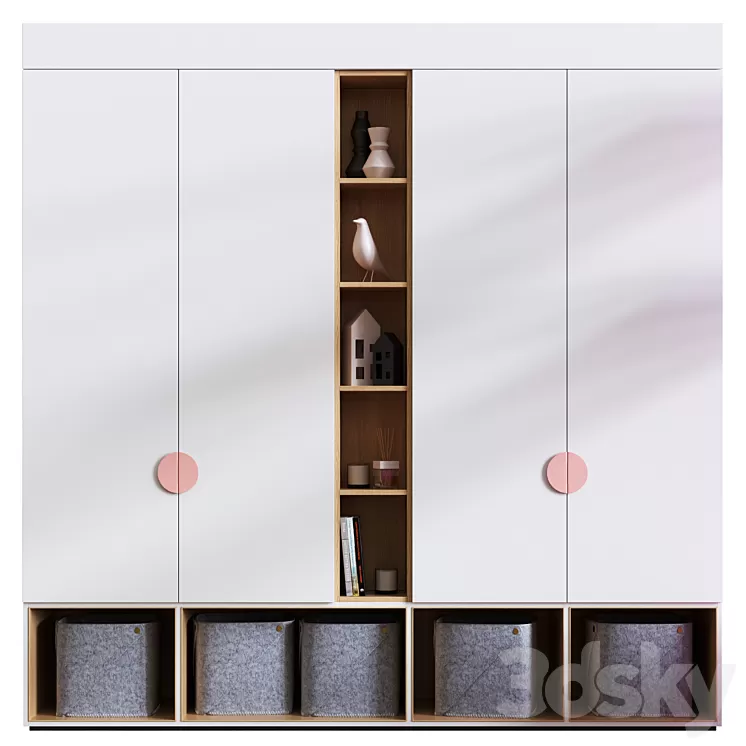 Wardrobe For Kids Room Set 001 3D Model Free