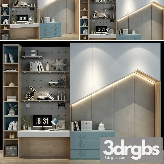 Wardrobe Furniture for a children 0245 3D Model Free