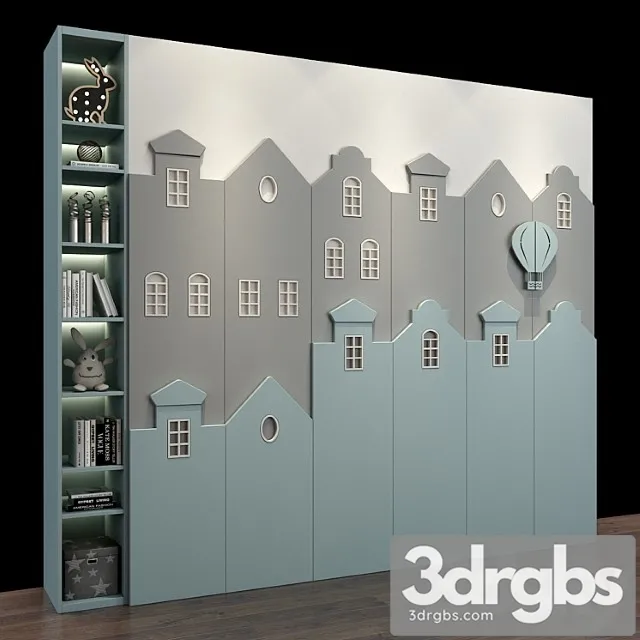Wardrobe Furniture for a children 0251 3D Model Free