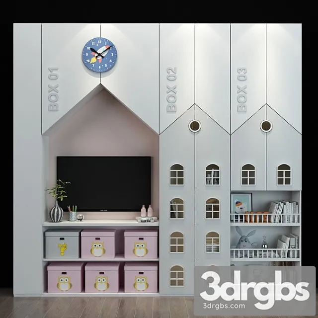 Wardrobe Furniture for a children 054 3D Model Free