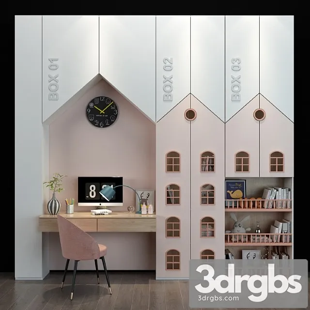 Wardrobe Furniture for a children 078 3D Model Free