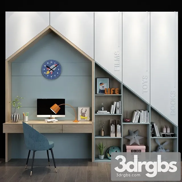 Wardrobe Furniture for children set 052 3D Model Free