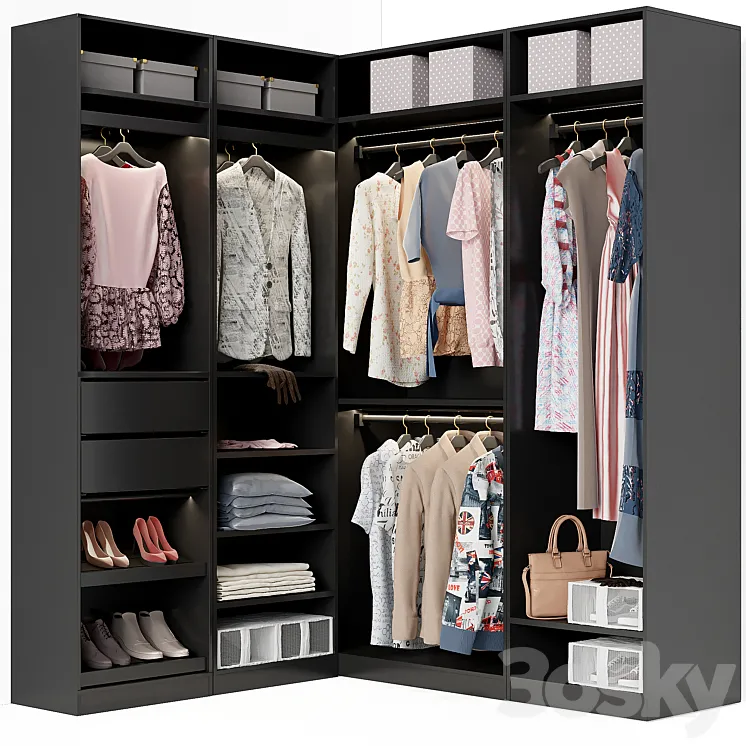 Wardrobe Ikea PAX corner 3D Model Free