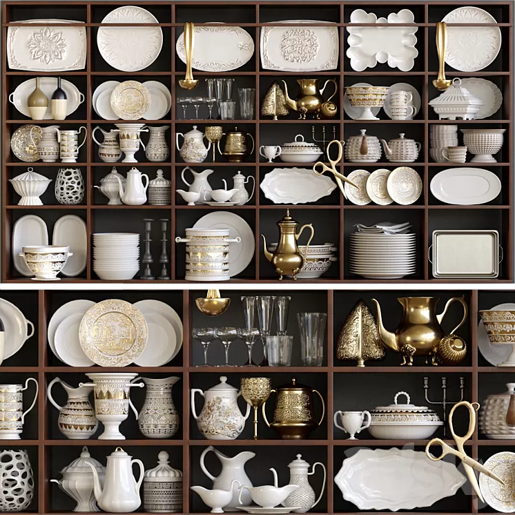 Wardrobe in a classic service. Tableware 3D Model