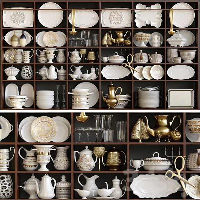 Wardrobe in a classic service. Tableware 3DModel