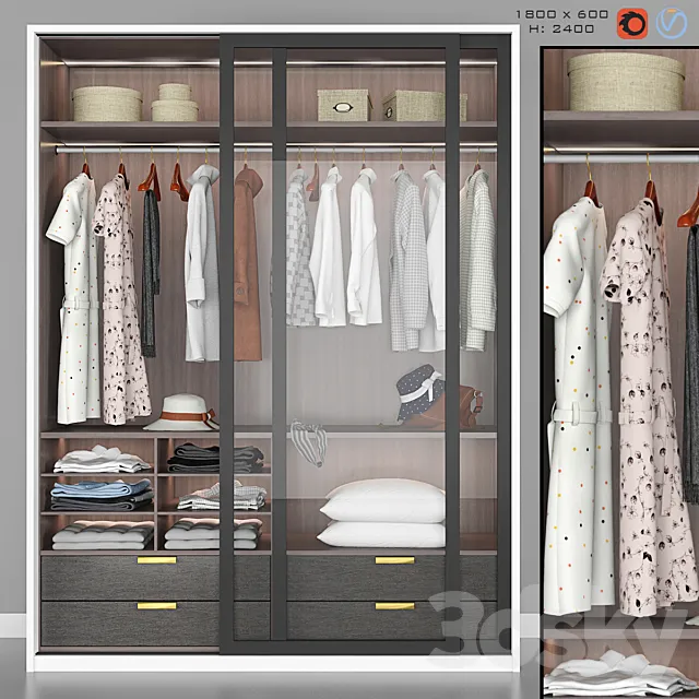 Wardrobe in the Bedroom 3D Model