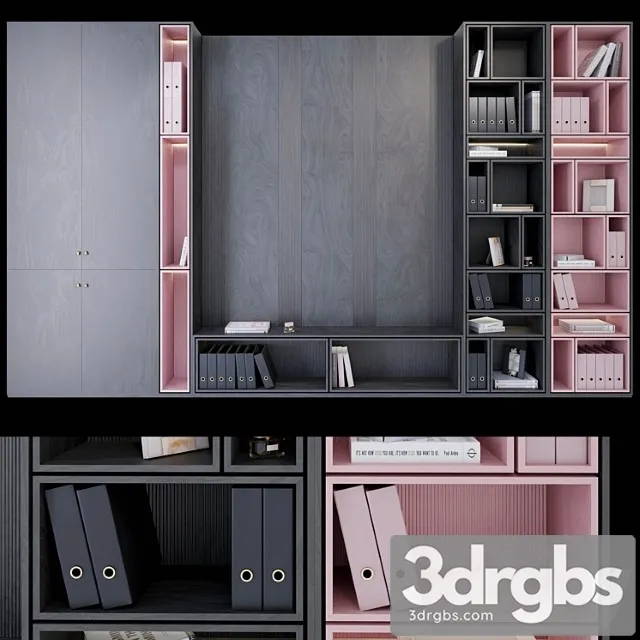 Wardrobe plywood black and pink 3D Model Free